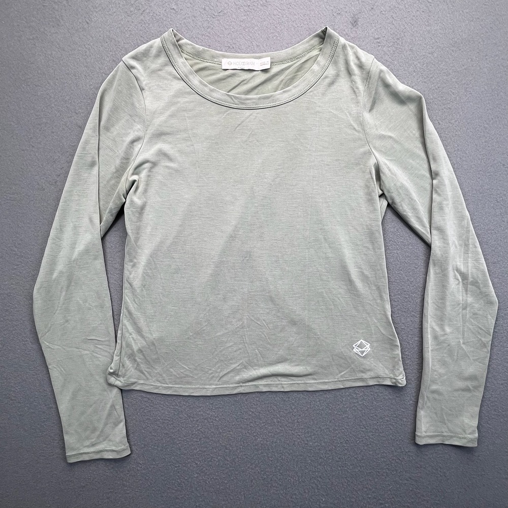HOLOGRAM Long‎ Sleeve Crew Neck ToSage Green XSmall Modal Blend Criss Cross Back